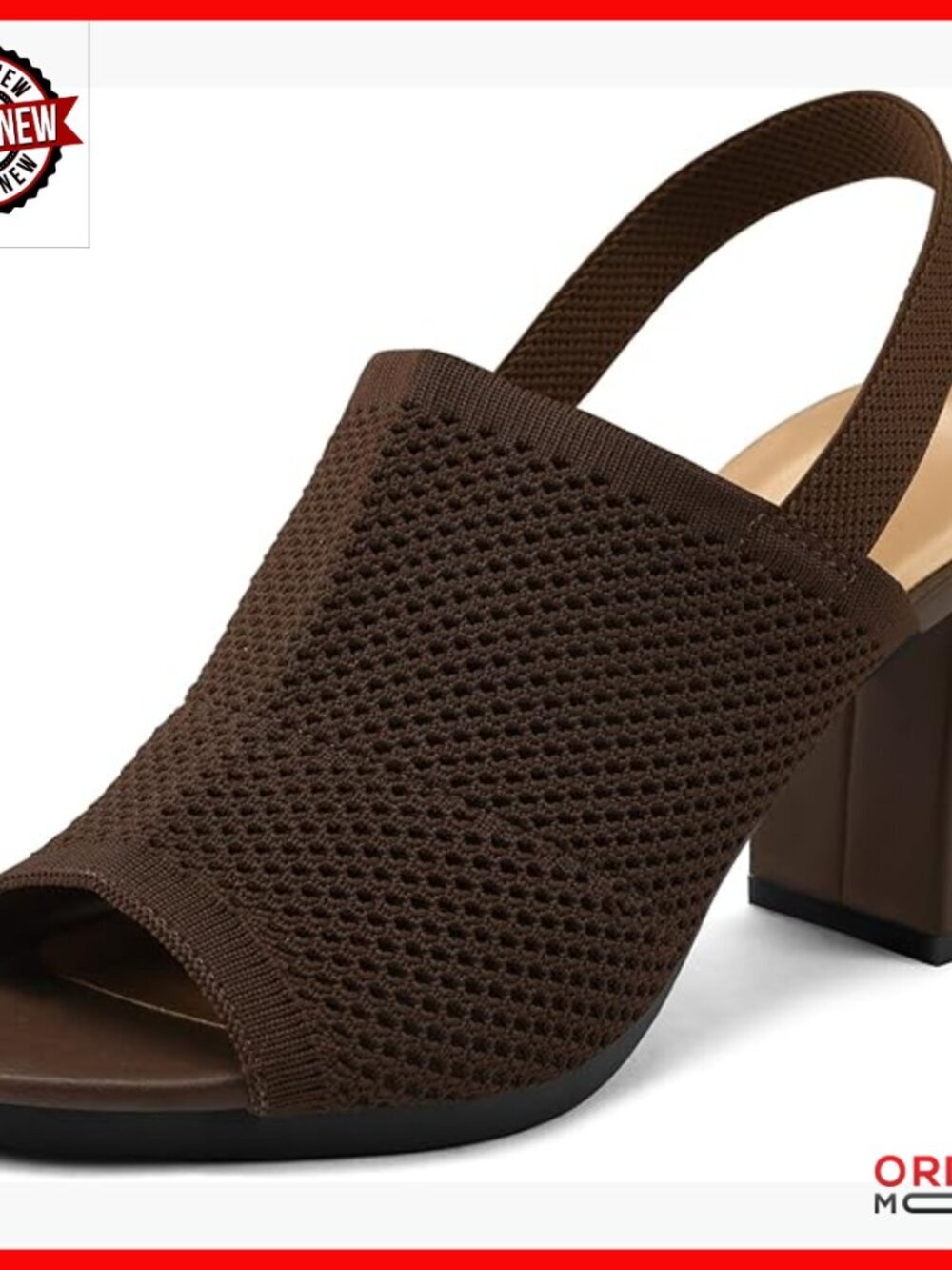 Knit Chunky Block Heels Elastic Slingback Open Toe Sandals 3 Inch